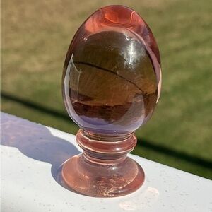 FENTON ART GLASS CLEAR PINK PEDESTAL EGG VINTAGE